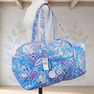 NEW ❤️ vera bradley Disney Cinderella Paisley Large Duffel Blue